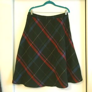 Vintage Wool Blend Plaid Midi Swing Skirt